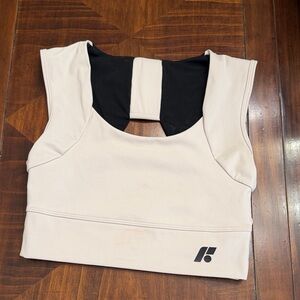 Light Beige Revive Sports Bra with Back Cutout